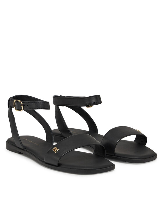Tommy Hilfiger Tommy Hilfiger Sandali Ankle Strap Leather Sandal FW0FW08422 Črna