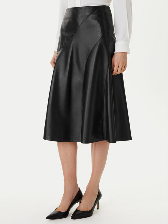 BOSS Spódnica z imitacji skóry Vicena1 50556926 Czarny Regular Fit