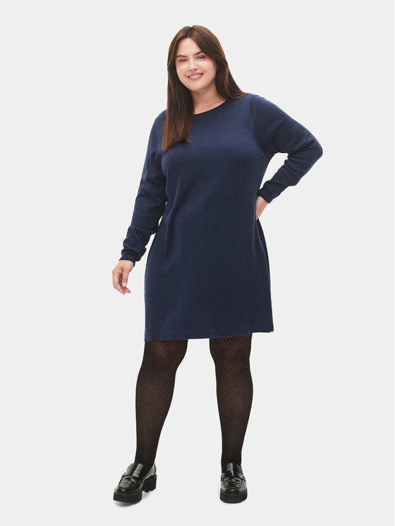 Zizzi Zizzi Rochie tricotată M61194B Bleumarin Regular Fit