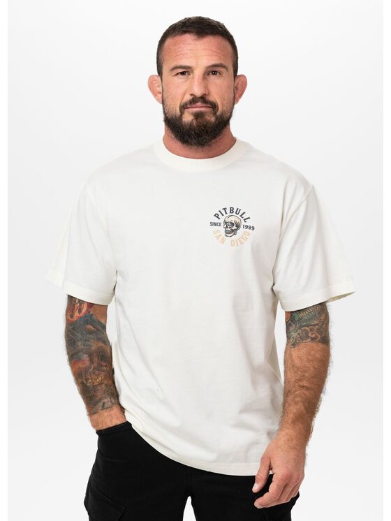 PITBULL PITBULL T-Shirt Koszulka męska Loose Fit SKULL LOGO XL Biały Regular Fit
