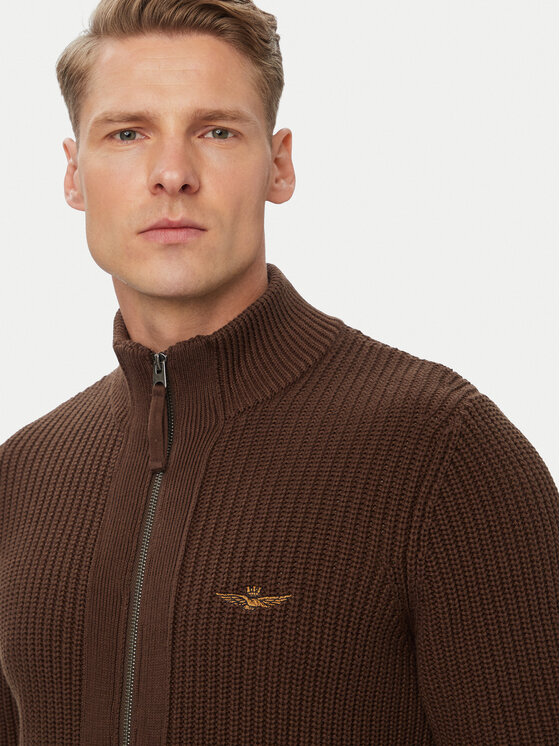 Aeronautica Militare Aeronautica Militare Kardigán 262MA1664UL00409 Barna Regular Fit
