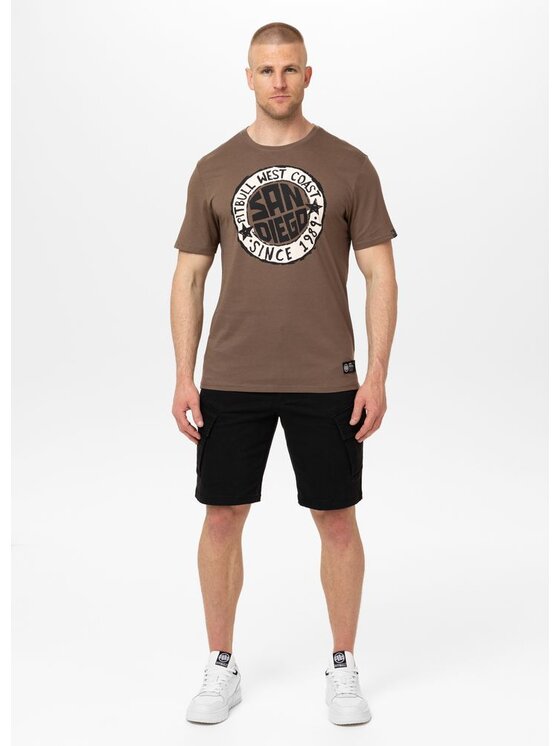 PITBULL PITBULL T-Shirt Koszulka męska SAN DIEGO SUN S Brązowy Regular Fit