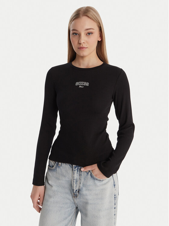 Guess Jeans Tricou W6RP22 KA0H1 Negru Slim Fit