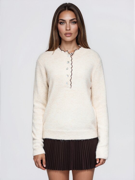 Ombre Ombre Svetr OW-SW-E0042 Béžová Regular Fit