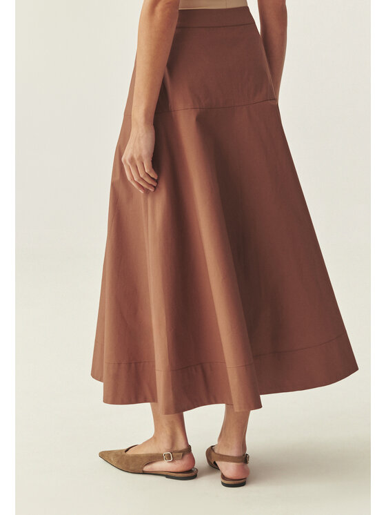 TATUUM Tatuum Midi sukně TRAKO 1 Hnědá Flare Fit