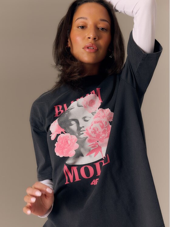 4F 4F T-Shirt 4FRSS26TTSHF3699-20S Czarny Loose Fit
