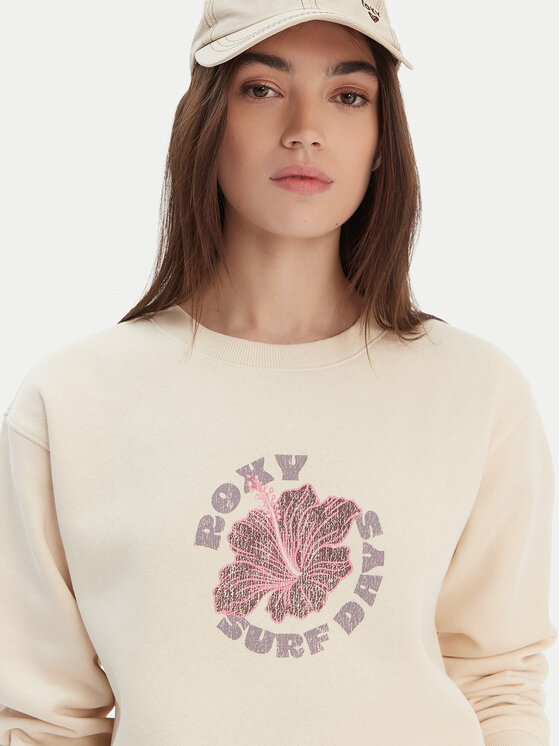 Roxy Roxy Pulóver Surf Stoked Crew Brushed Vint ERJFT05018 Ekru Regular Fit