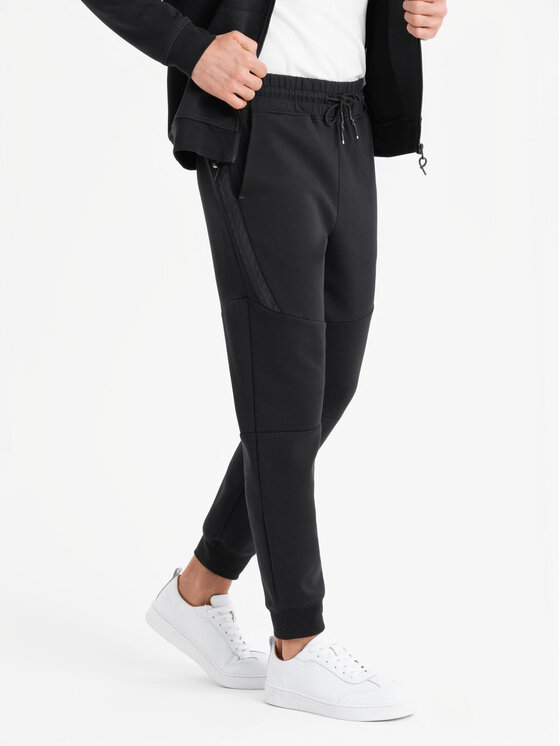 Ombre Ombre Spodnie dresowe OM-PASK-0226 Czarny Regular Fit