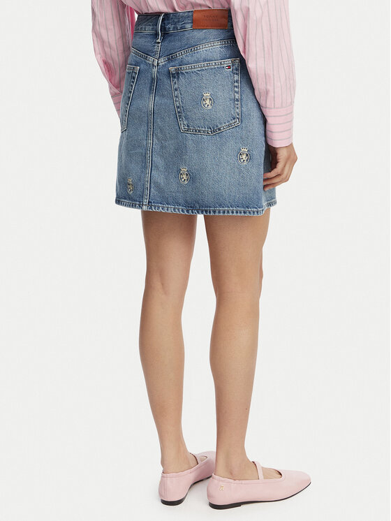 Tommy Hilfiger Tommy Hilfiger Džinsa svārki TH Crest Embroidery WW0WW50623 Zils Regular Fit