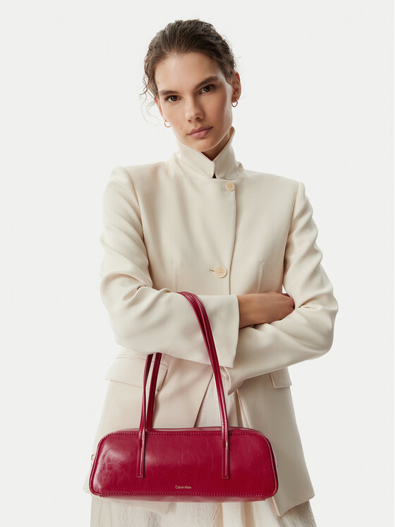 Calvin Klein Geantă Foil Logo Glossy Bauletto LV04F3638G Roșu