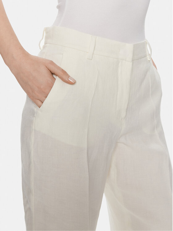 Weekend Max Mara Weekend Max Mara Spodnie materiałowe Malizia 2415131022 Biały Relaxed Fit