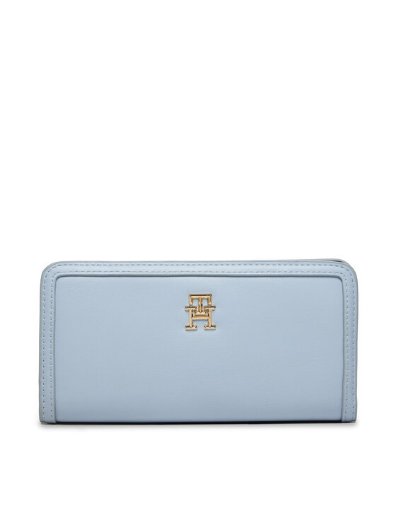 Portofel Mare de Damă Tommy Hilfiger Th Monotype Large Slim Wallet AW0AW16210 Albastru celest