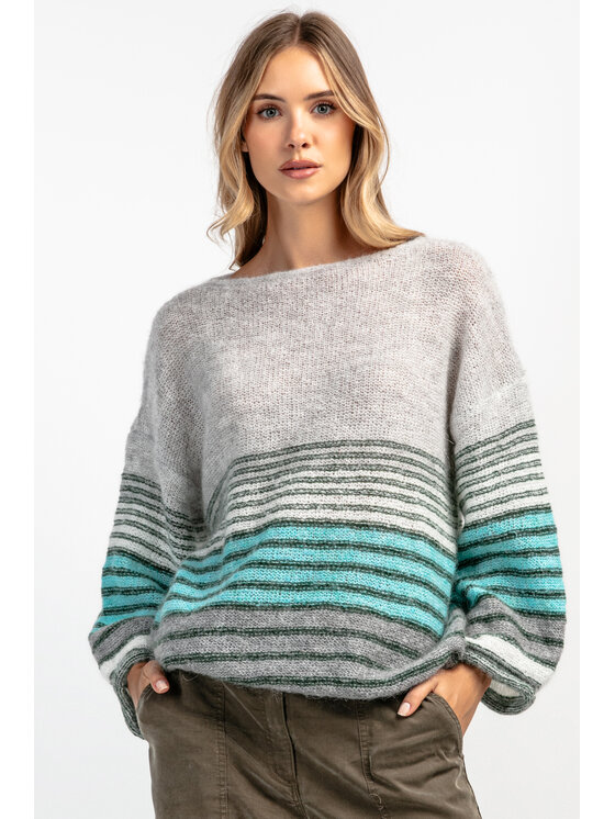 Fobya Fobya Sweter F1897 Szary Basic Fit