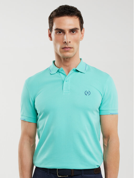 BIG STAR BIG STAR Polo POLIAN Turkusowy Slim Fit