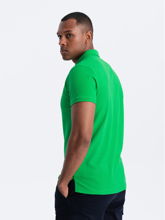 Ombre Ombre Polo OM-POBS-0100 Zielony Regular Fit