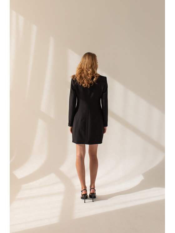 Entelier Entelier Sukienka elegancka dwurzędowa Czarny Comfortable Fit