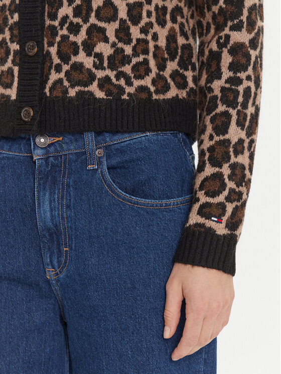 Tommy Jeans Tommy Jeans Kardigán Leopard DW0DW21968 Hnedá Regular Fit