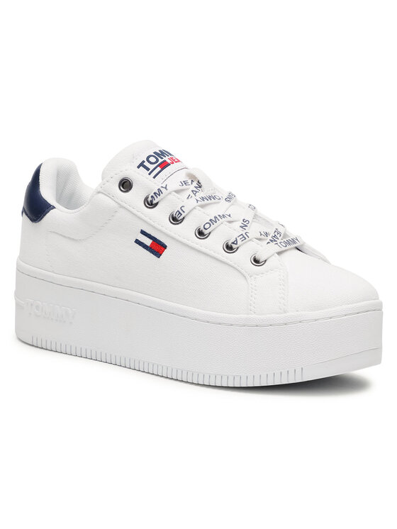 Tommy Jeans Sneakers Iconic Essential Flatform EN0EN01358 Blanc Modivo