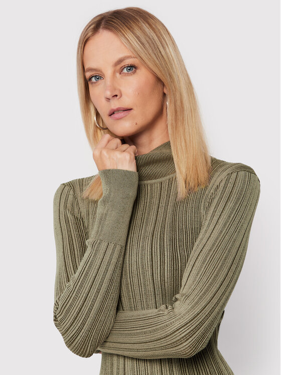 Vestito di maglia W2BK81 Z30I2 Verde Slim Fit