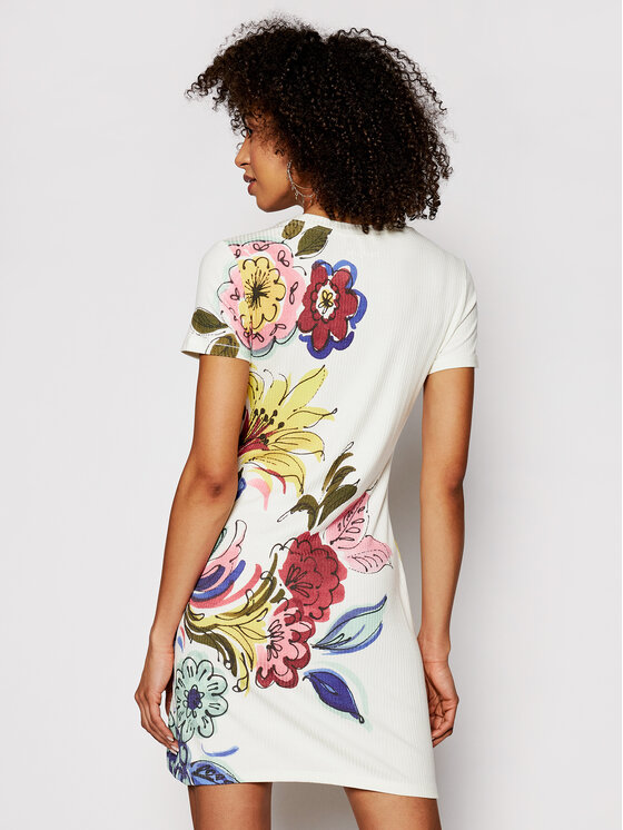 Desigual Desigual Sukienka letnia Alifornia 21SWVK36 Biały Slim Fit