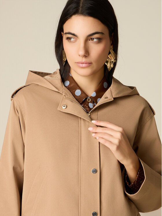 Oltre Oltre Płaszcz zimowy 0009J000160N012 Kremowy Baggy Fit