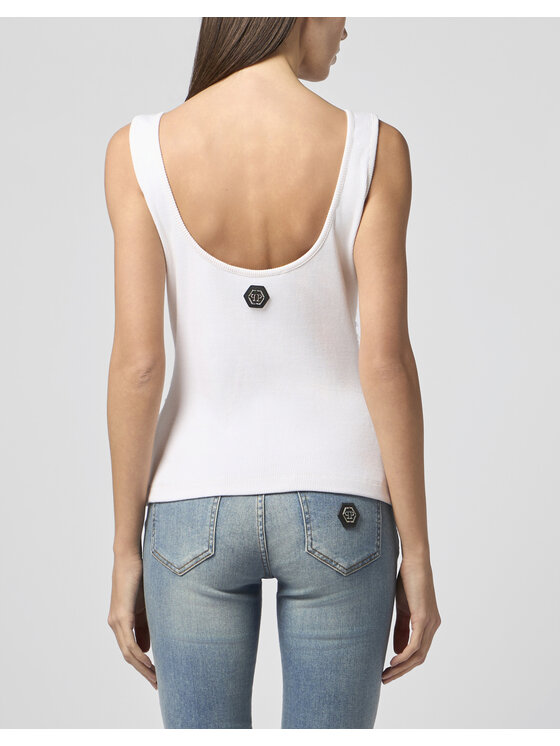 PHILIPP PLEIN PHILIPP PLEIN Tank top 30723 Biały Skin Tight Fit
