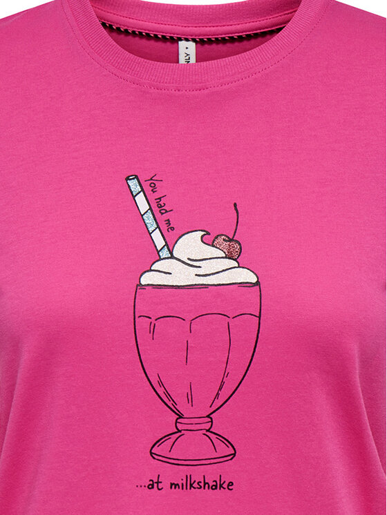 ONLY ONLY Тишърт Fun Life 15349901 Розов Regular Fit