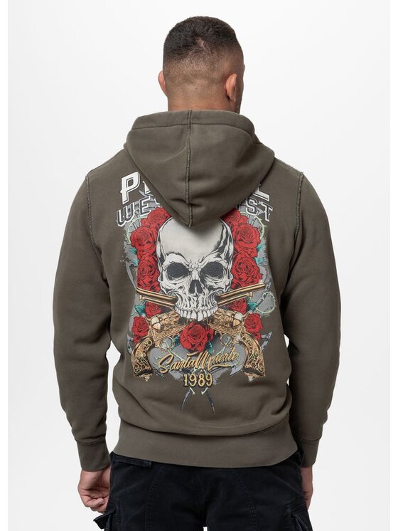 PITBULL PITBULL Bluza Washed SANTA MUERTE Zielony Regular Fit