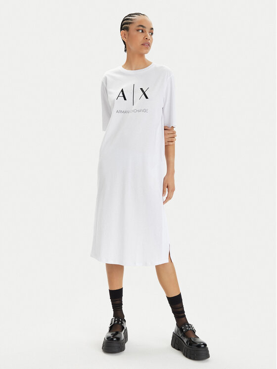 Armani Exchange Armani Exchange Sukienka codzienna 3DYA79 YJ3RZ 1000 Biały Relaxed Fit
