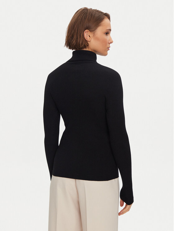 Kontatto Kontatto Rollkragenpullover 3M0117 Schwarz Slim Fit