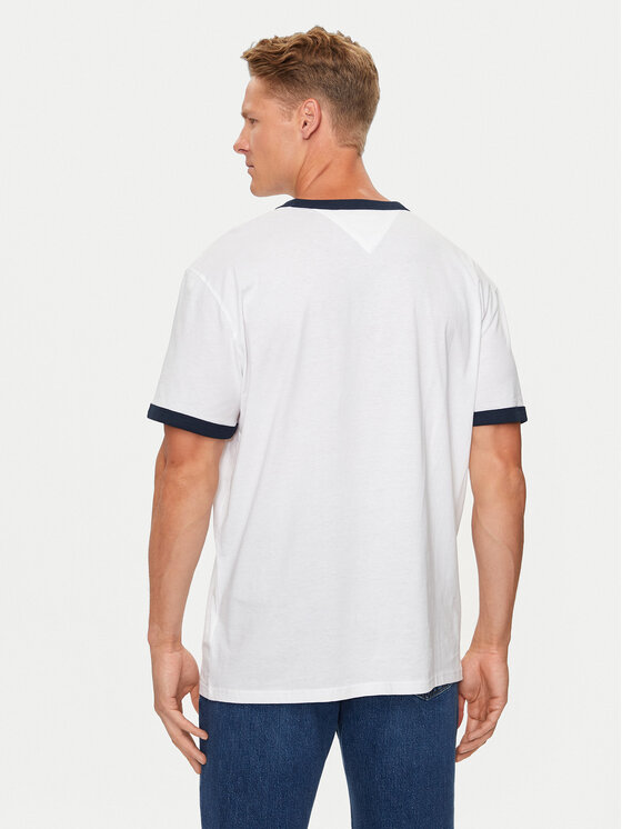 Tommy Jeans Tommy Jeans T-shirt Flag Ringer DM0DM19730 Bijela Slim Fit