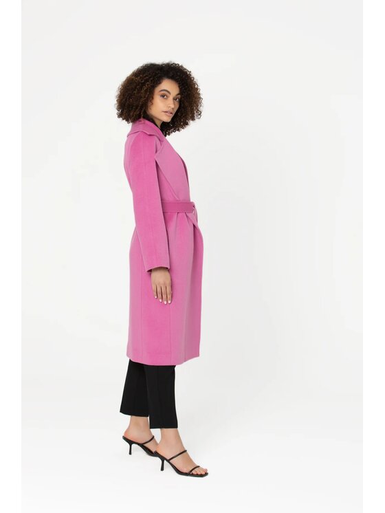 GIODORO GIODORO Μάλλινο παλτό M Ροζ Straight Fit