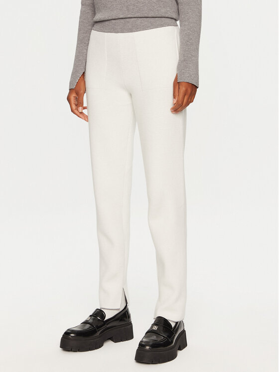 Deha Úpletové nohavice D12825 Biela Regular Fit