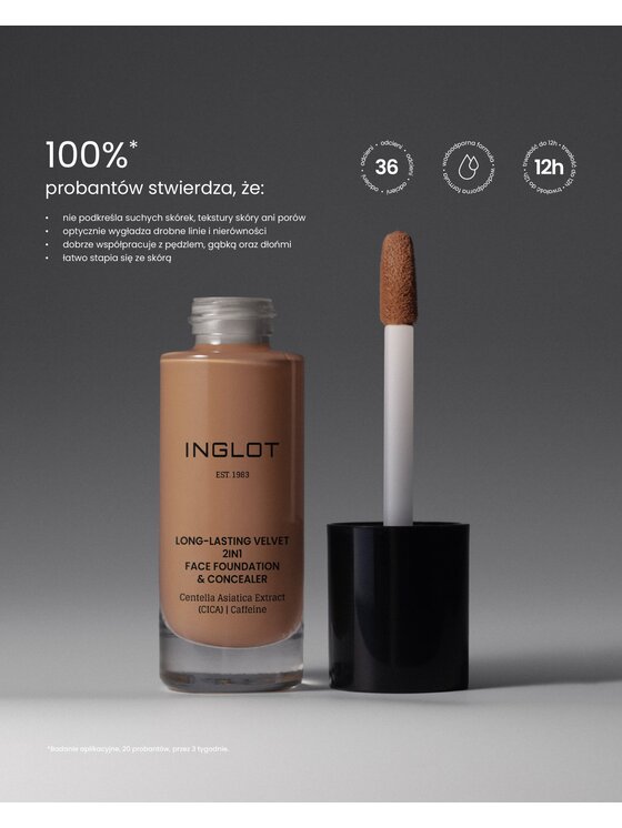 INGLOT INGLOT i korektor 2w1 Long-Lasting Velvet Podkład 722 Medium Deep Warm Golden