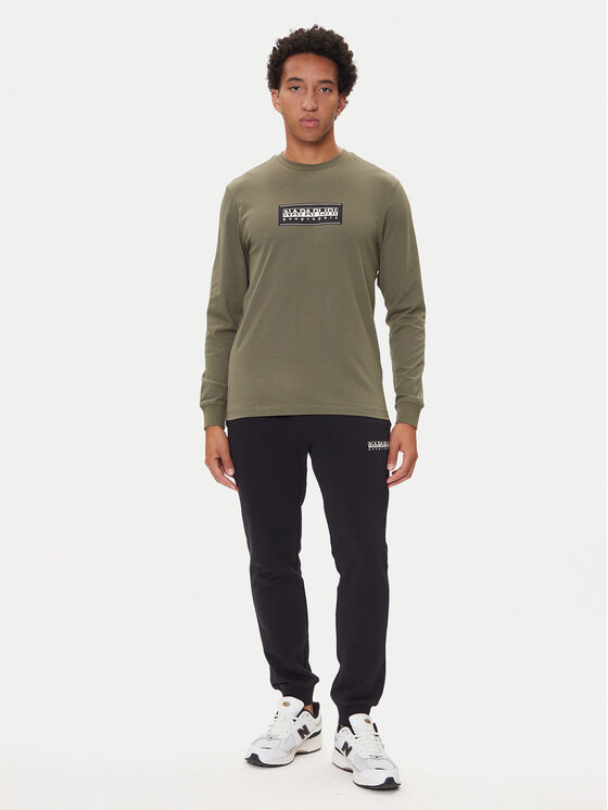 Napapijri Napapijri Pikkade varrukatega T-särk S-Box Logo NP0A4I3M Khakivärviline Regular Fit
