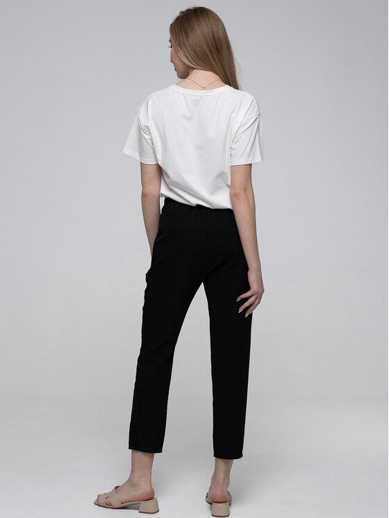 Perso Perso Bavlnené nohavice PTE233753F Čierna Regular Fit