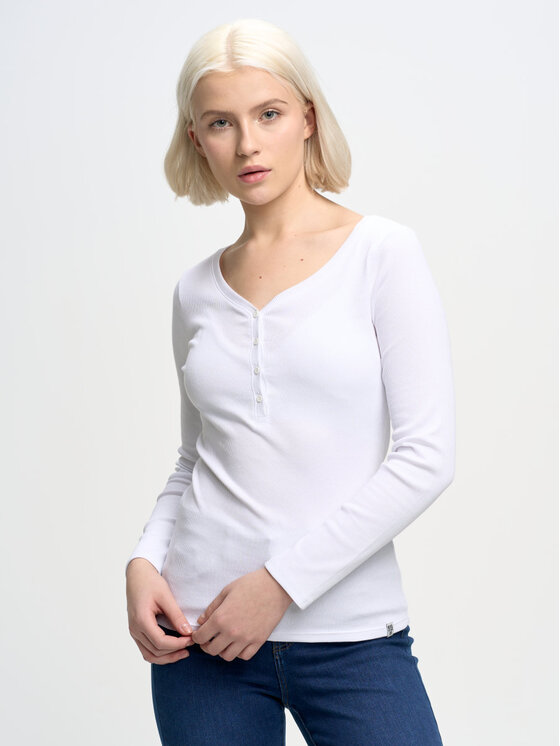 BIG STAR BIG STAR Bluzka nathalie_101 Biały Slim Fit