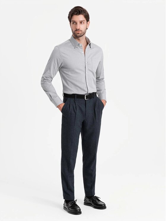Ombre Ombre Koszula OM-SHCS-0174 Szary Regular Fit