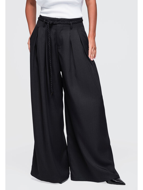 Ombre Ombre Spodnie materiałowe OW-PA-E0018 Czarny Relaxed Fit