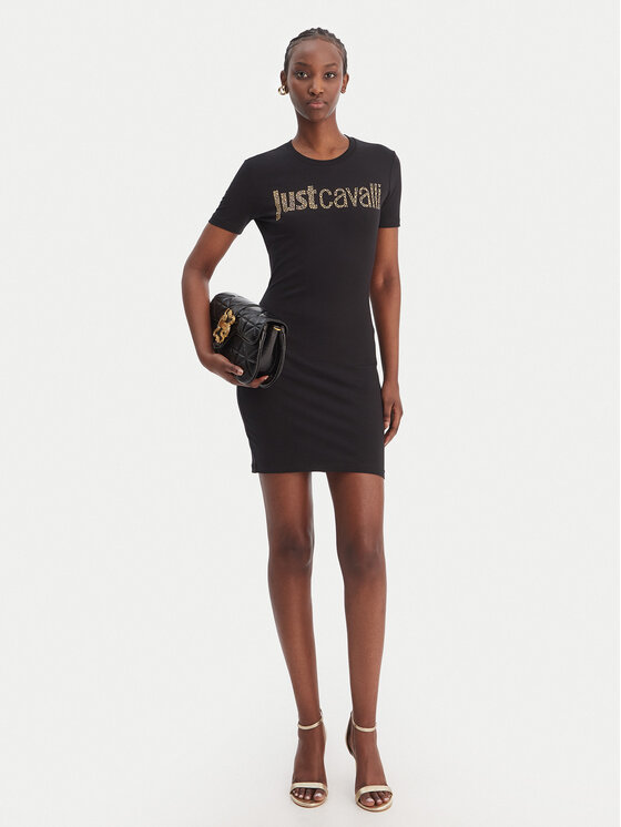 Just Cavalli Just Cavalli Rochie de zi 80PAOE21 CJ112 Negru Slim Fit