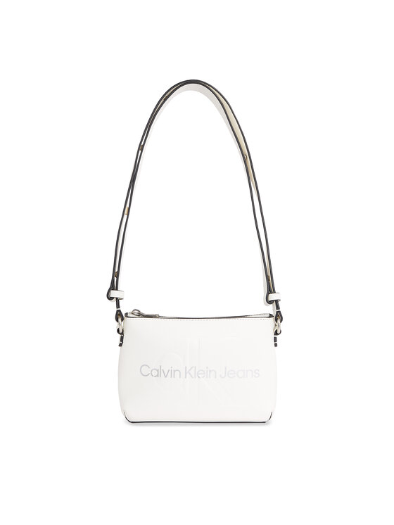 Geantă Calvin Klein Jeans Sculpted Camera Pouch21 Mono K60K610681 White/Silver Logo 0LI