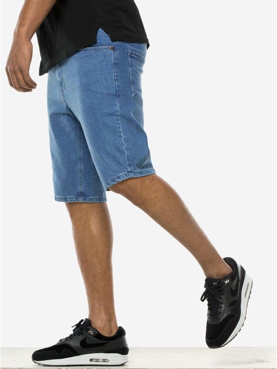 Jigga Wear Jigga Wear Szorty jeansowe Krótkie Spodenki Jeansowe Męskie Ciemne Niebieski Jigga Wear Small Outline Crown XXL Niebieski Regular Fit