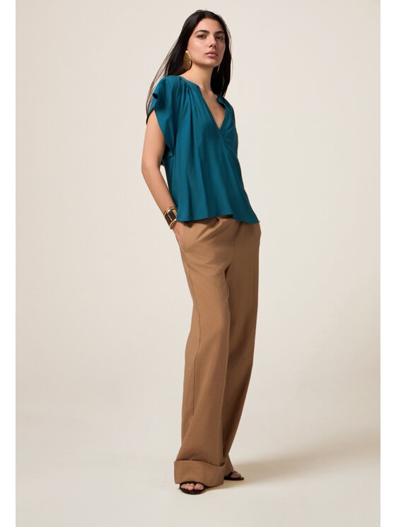 Oltre Oltre Blusa 2480J000718N024 Turchese Regular Fit