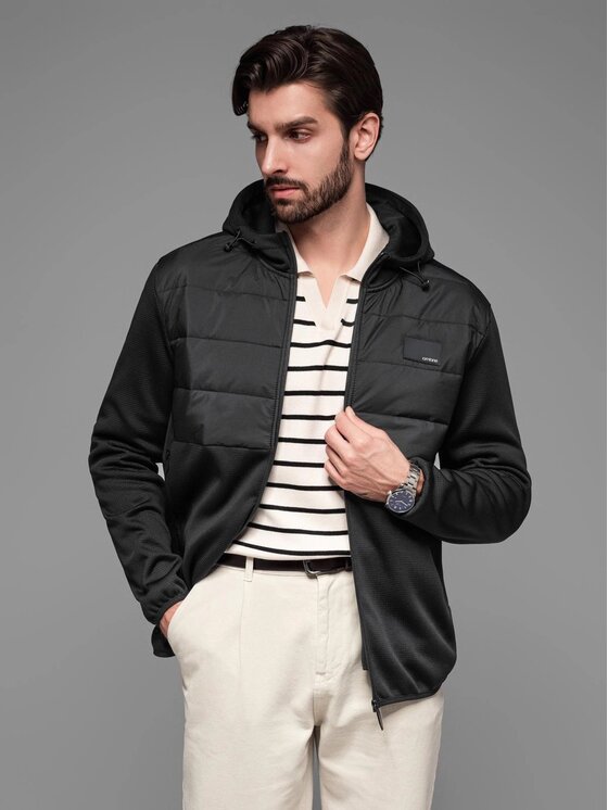 Ombre Ombre Kurtka przejściowa OM-JANP-0160 Czarny Regular Fit