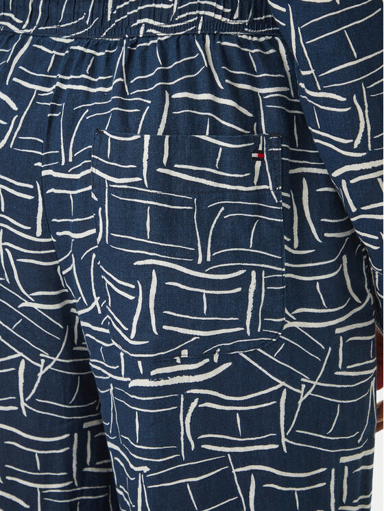 Tommy Hilfiger Tommy Hilfiger Bavlnené nohavice WW0WW48970 Tmavomodrá Wide Leg