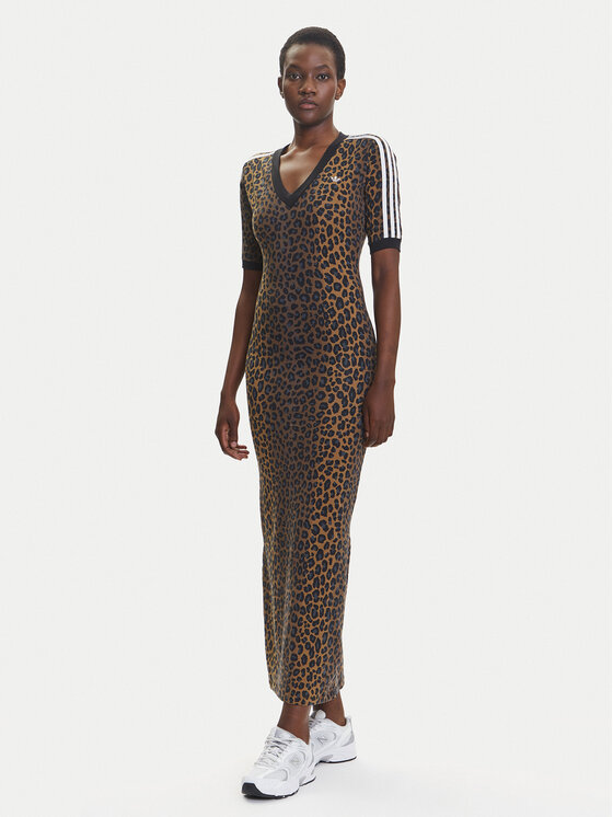 adidas adidas Kleid für den Alltag Leopard JW2773 Braun Slim Fit