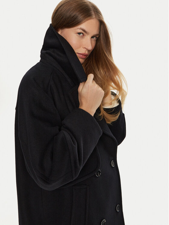 Munthe Munthe Gyapjú kabát Telly 243153324340 Sötétkék Loose Fit