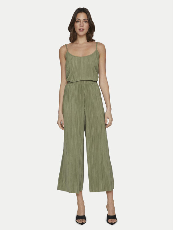 Vila Vila Culottes nohavice Plisa 14096324 Zelená Regular Fit