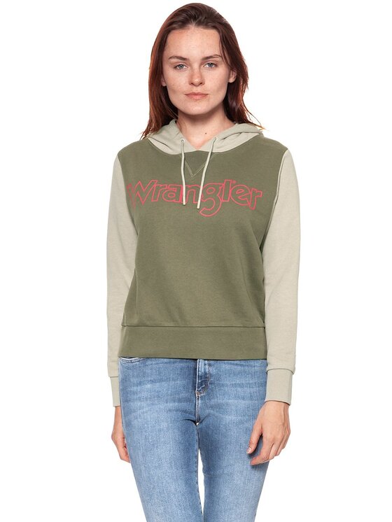 Wrangler Wrangler Felpa KABEL HOODIE Beige Regular Fit