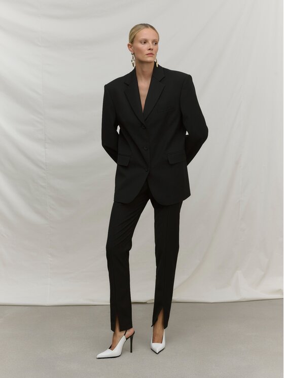 La Mania La Mania Pantaloni di tessuto AIMIE 3 BLACK Nero Classic Fit